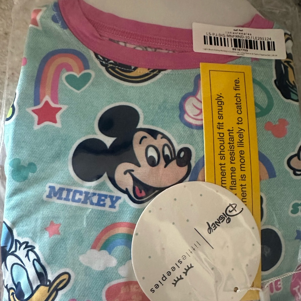 Little Sleepies Blue and Pink Pajama Tops with Mickey Mouse